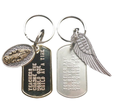 Sleutelhanger dogtag afscheid leerkracht 