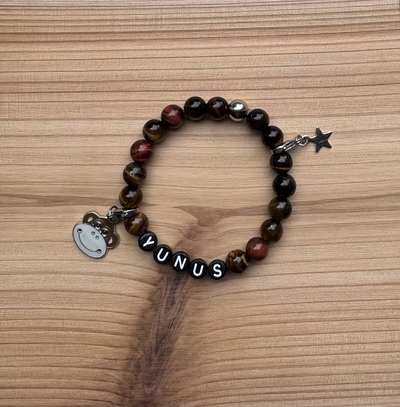 Kindersieraden: jongens armband met naam model "tijger"