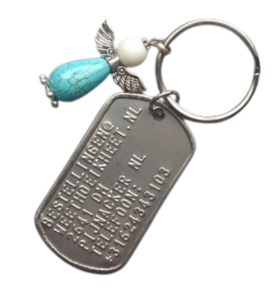Dogtag sleutelhanger engel 