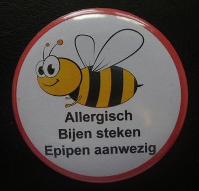 Wespen of bijen allergie button 5cm
