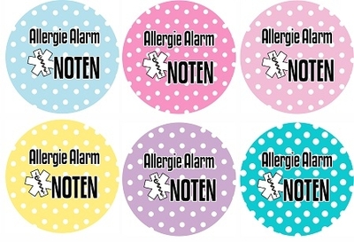 Allergie alarm buttons stip, 4 stuks 3,8cm of 5cm