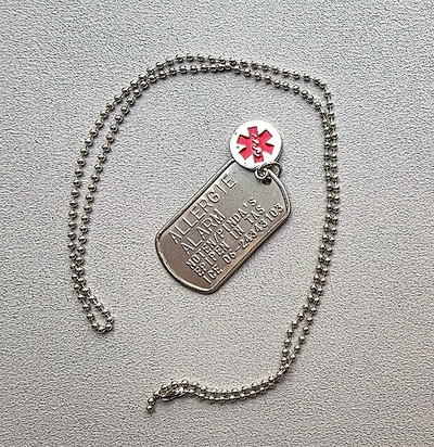 Dogtag allergie alarm RVS 