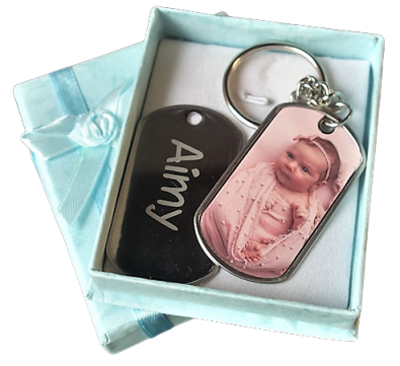 Dogtag sleutelhanger gegraveerd met naam