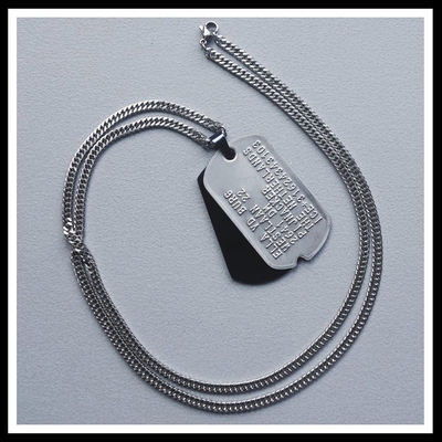 Dogtags RVS aan grove schakelketting RVS
