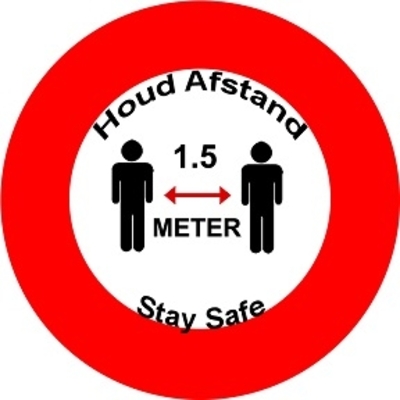 Button Houd afstand stay safe 5cm of 7,5 cm 1 stuk diverse uitvoeringen