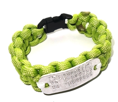 Paracord armband naamplaatje aluminium