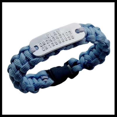 Paracord armband naamplaatje aluminium alleen gegraveerd mogelijk