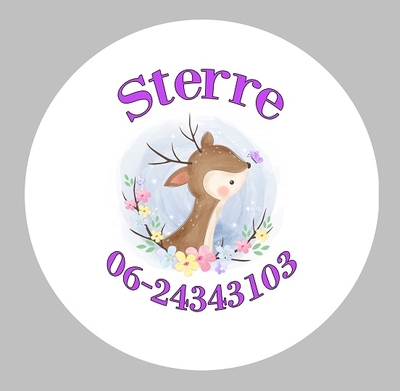 Buttons lief diertje met naam, 1 stuk 5cm diverse uitvoeringen