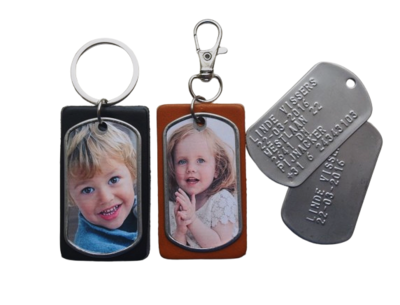 Leren sleutelhanger met foto gepersonaliseerd