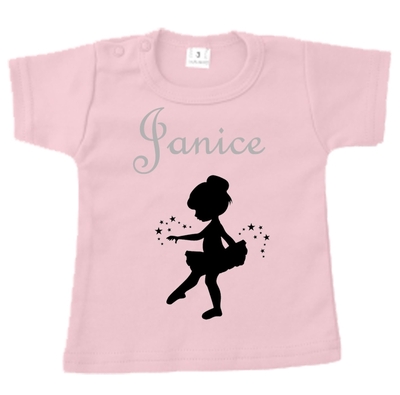 Baby t-shirt bedrukt balerina en naam 
