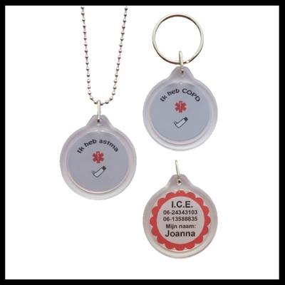 Medische ketting ASTMA of COPD sos achterzijde