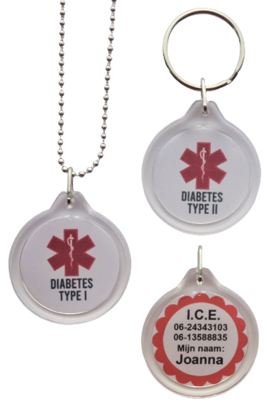 Allergie ketting diabetes 1 of 2  2-zijde 