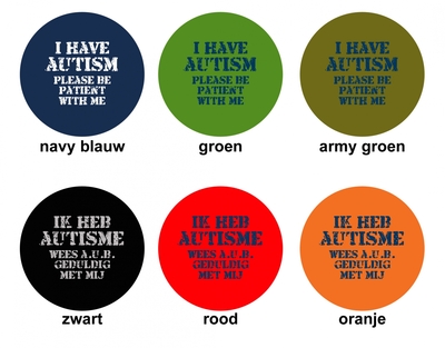 Buttons met naam model "AUTISME stoer", 4 stuks 3,8cm 