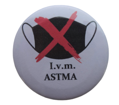 Astma/COPD/of andere tekst button met mondkapje