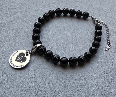 Niet reanimeren armband 8 mm edelsteen met bedel op uw maat gemaakt  