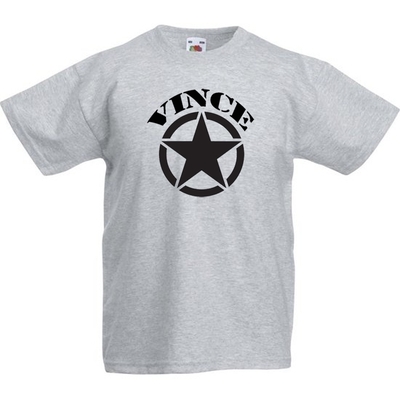 Kinder t-shirt met naam en afbeelding army ster