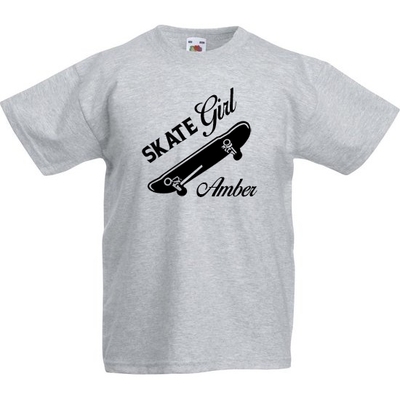 Kinder t-shirt bedrukt met naam en skateboard 