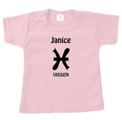 Baby t-shirt bedrukt sterrenbeeld en naam