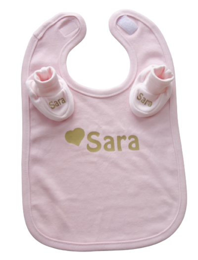 Slab en baby slofjes met naam setje newborn 