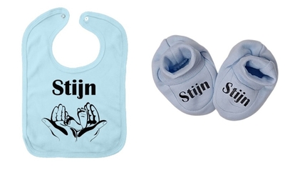 Slab en baby slofjes met naam setje newborn  