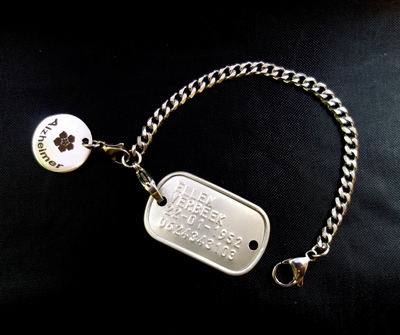 Alzheimer/dementie armband op maat gemaakt mini tag