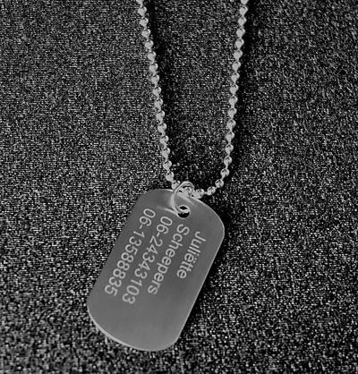 Dogtag mini staal gegraveerd