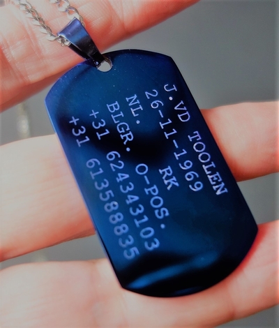 Dogtag RVS 3 kleuren