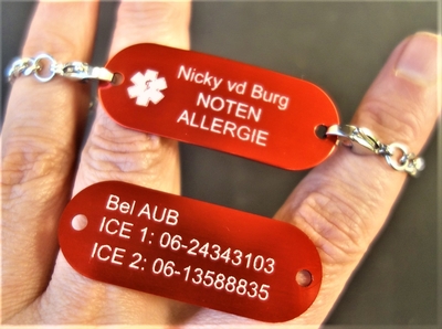 Armband medisch gegraveerd 2-zijde gravure RVS schakelarmband