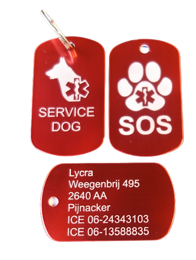 Dogtag service dog 2-zijde gravure 