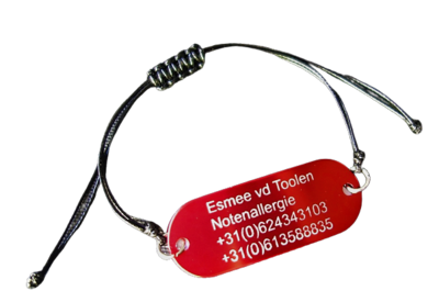 Armband medisch gegraveerd aluminium