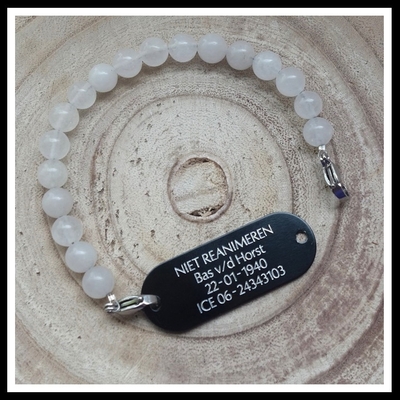 Armband SOS gegraveerd voor tieners en volwassenen edelsteen divers
