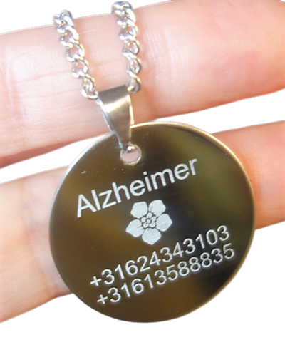 Alzheimer of dementie penning RVS met twee telefoonnummers