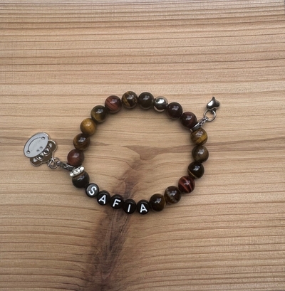 Kindersieraden: meisjes armband met naam model "tijger"  