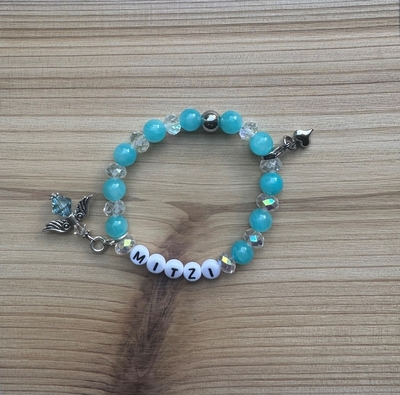 Jade armband met geboortesteen engeltje inclusief 2 bedels 