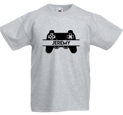 kinder t-shirt bedrukt met naam en afbeelding controller