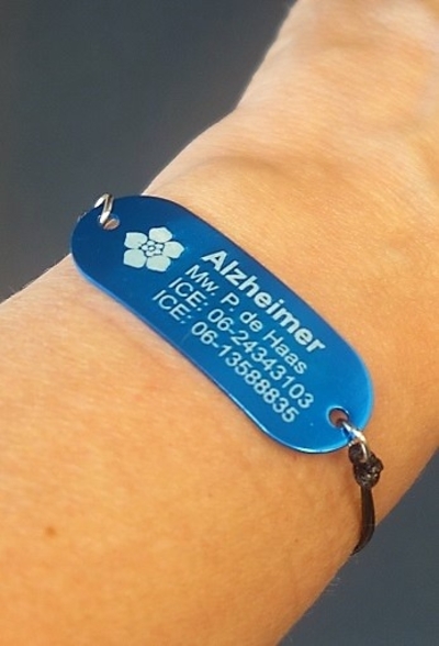 Armband Alzheimer/Dementie gegraveerd 