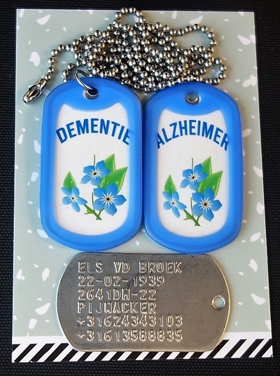 Dogtag Alzheimer of Dementie incl. rvs ketting