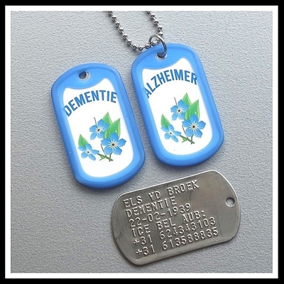 Dogtag Alzheimer of Dementie incl. rvs ketting