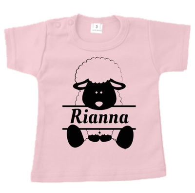 Baby t-shirt bedrukt schaapje met naam