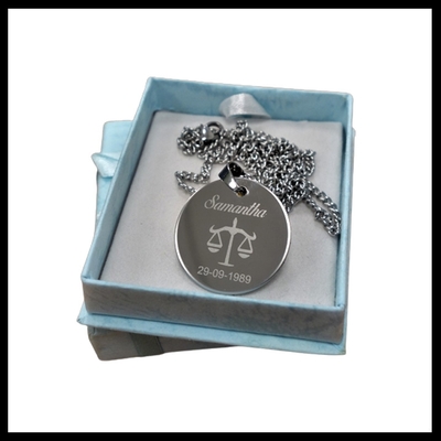Ketting  gegraveerd sterrenbeeld met naam RVS 