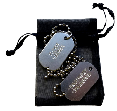 Dogtag tiny NOTCH gegraveerd 2-zijde gravure 