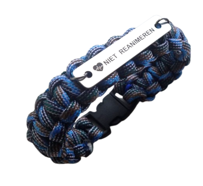 Niet reanimeren armband paracord op maat gemaakt