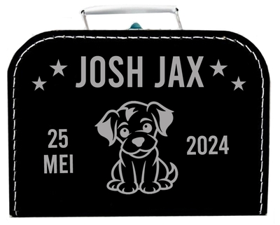 Geboortekoffertje hondje gepersonaliseerd diverse kleuren  