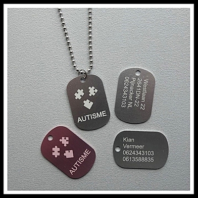 Dogtag Autisme mini aluminium gegraveerd