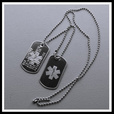 Dogtags medisch gegraveerd en geponst RVS