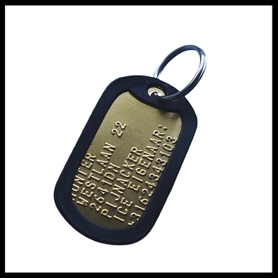 Dogtag messing incl. RVS sleutelring en gratis silencer  