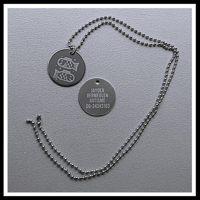 Ketting sterrenbeeld penning 2-zijde gravure roestvaststaal