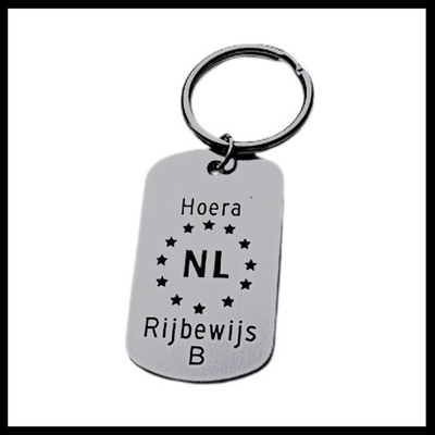 Sleutelhanger rijbewijs gegraveerd aluminium