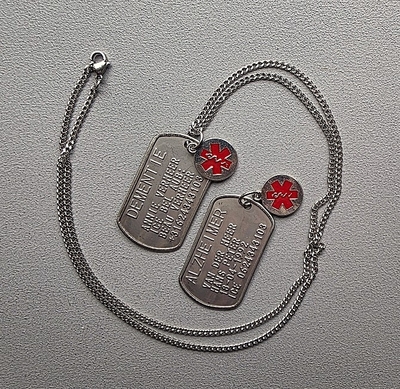Dogtag alzheimer of dementie RVS incl. medische bedel 