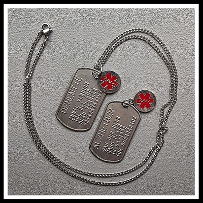 Dogtag alzheimer of dementie RVS incl. medische bedel 